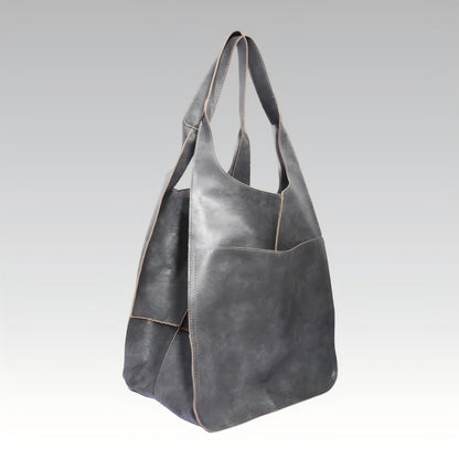 Retro PU Soft Pitot Bag - Large Capacity Single Shoulder Portable Simple Tote