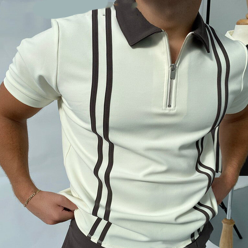Polo Shirt Zipper Knit Jacquard Men&