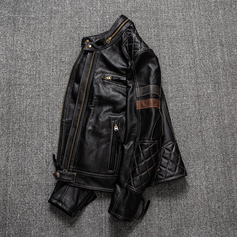 First Layer Cowhide Leather Coat Men&