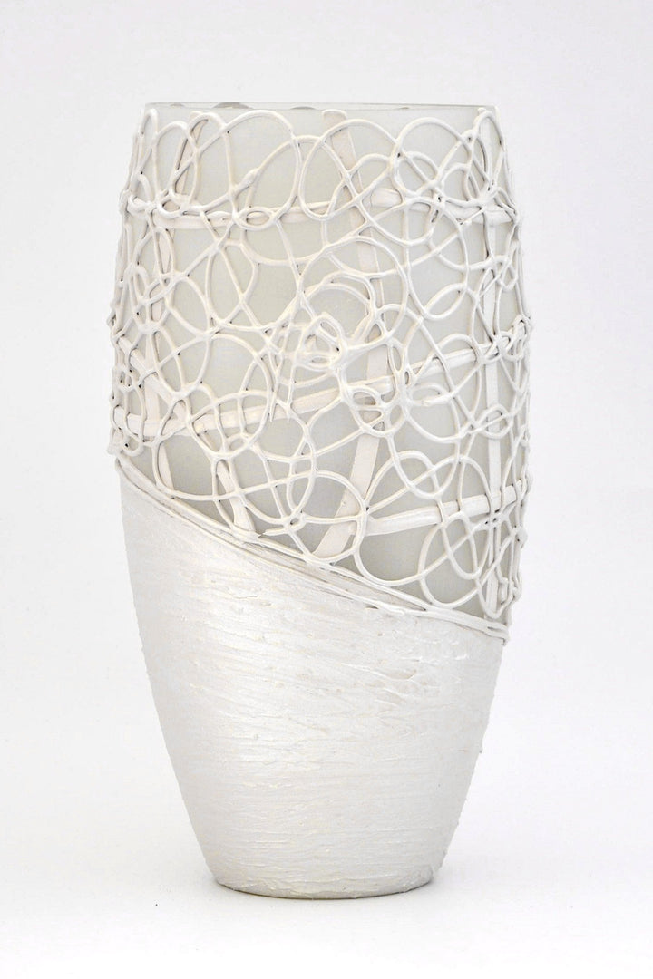 Handpainted Glass Vase for Flowers | Painted Art Glass Oval Vase |
