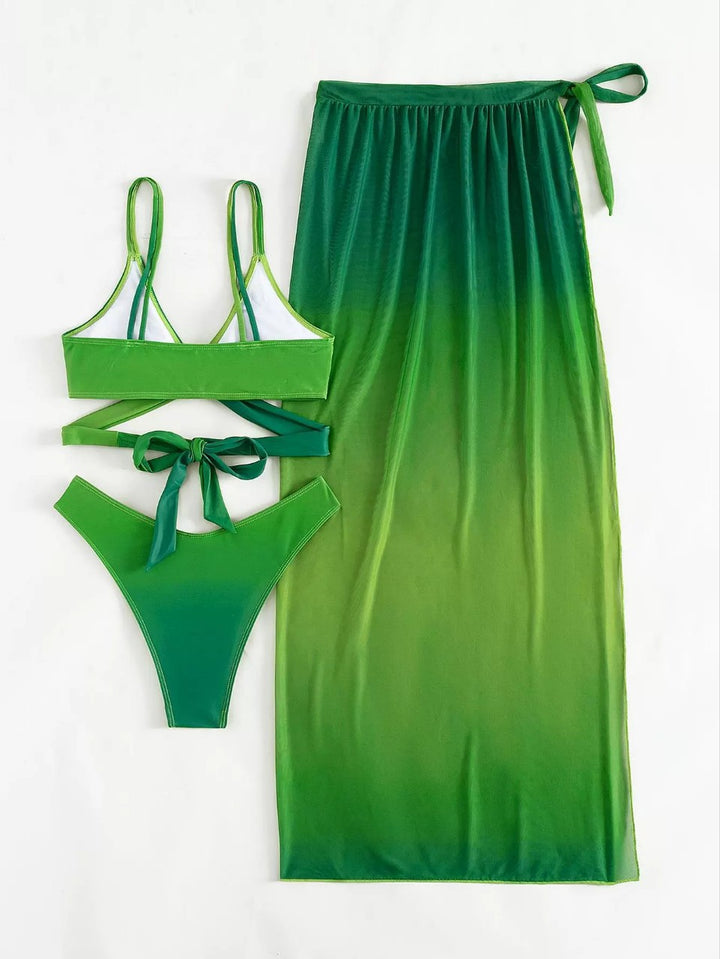 Green Gradient Bikini European And American Ladies
