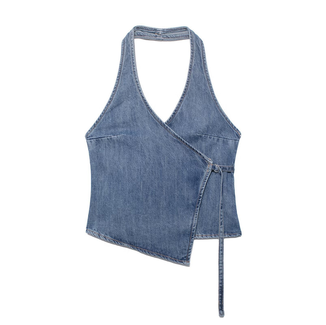 Summer Denim Hanging Collar Top Women&