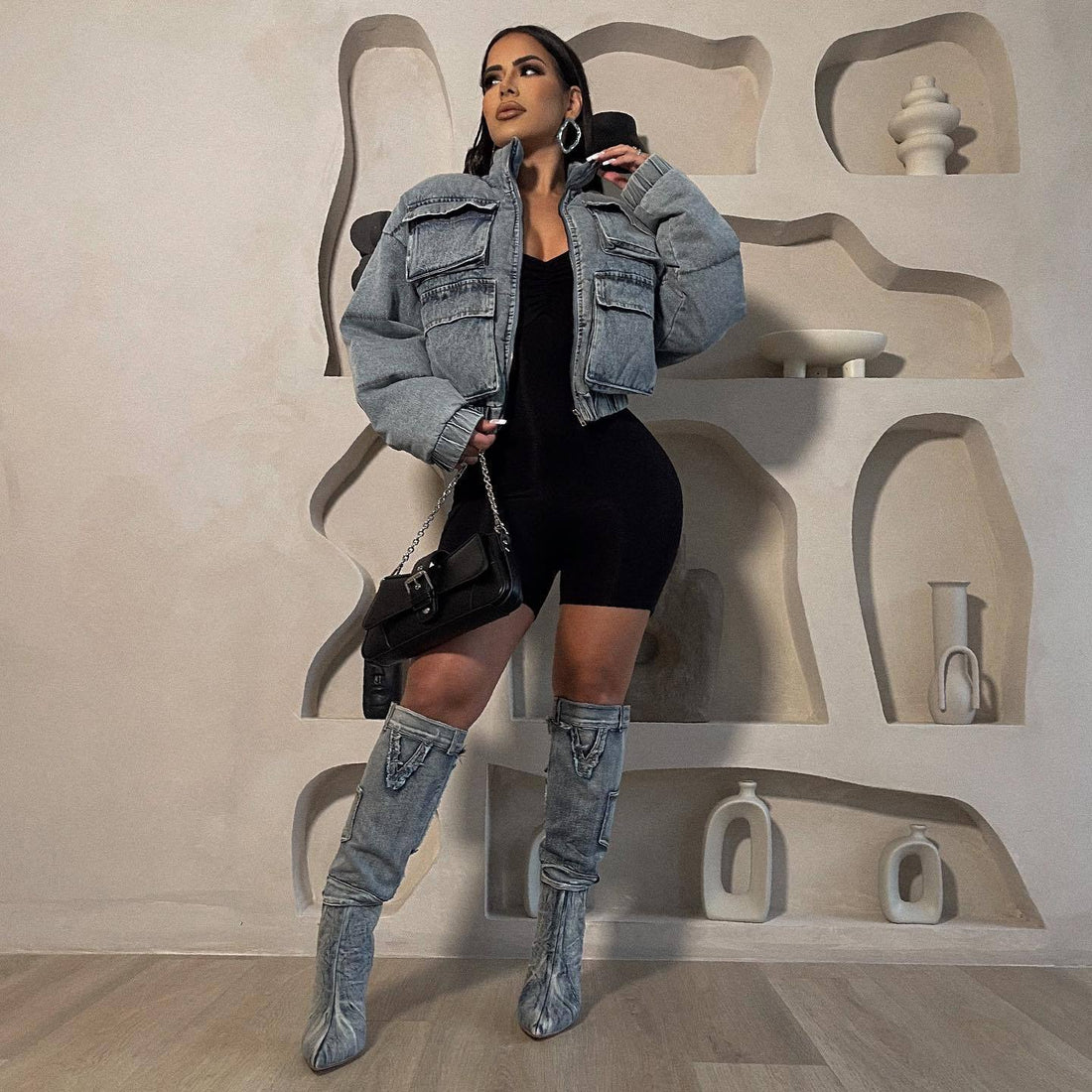 Stylish Multi-Pocket Denim Cotton Jacket Coat