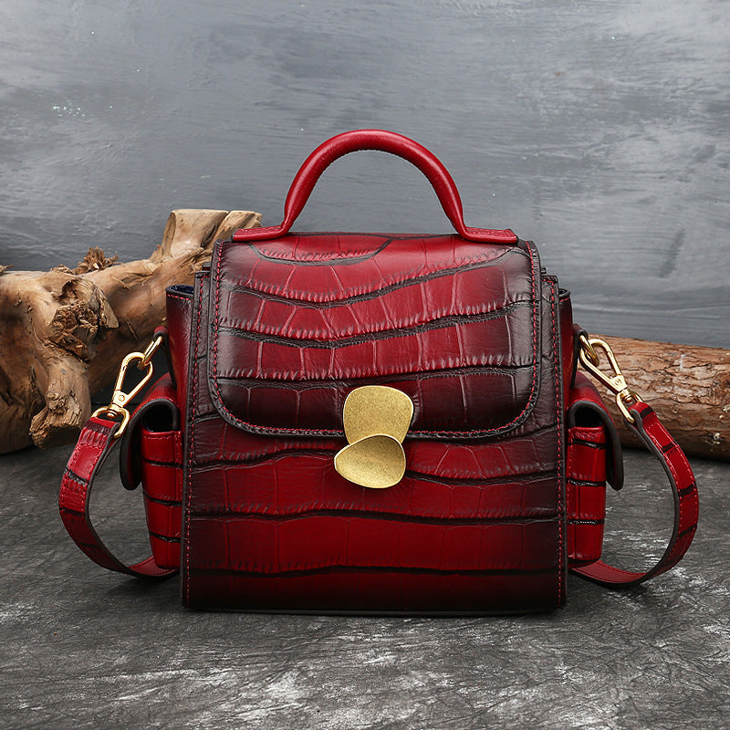 One-shoulder Messenger First Layer Cowhide Grain Leather Handbags