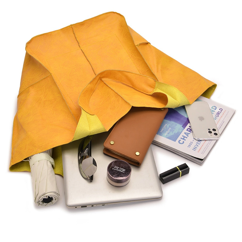 Retro PU Soft Pitot Bag - Large Capacity Single Shoulder Portable Simple Tote