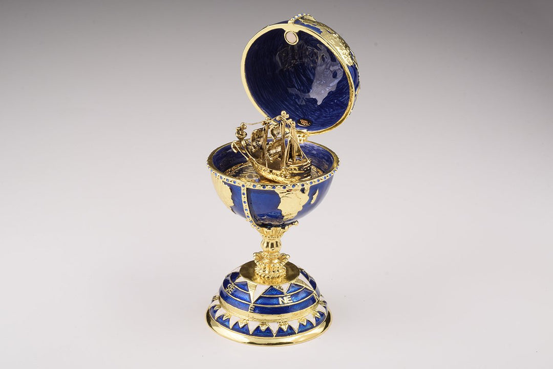Globe Faberge Egg with Sailing ship