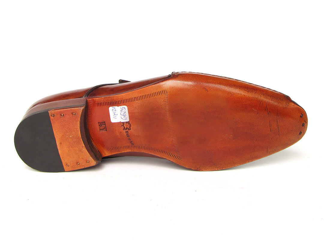 Paul Parkman Men's Monkstrap Shoes Side Handsewn Twisted Leather Sole