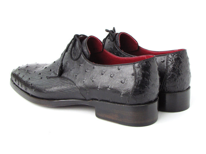 Paul Parkman Men's Black Genuine Ostrich Derby Shoes (ID#33B76-BLK)