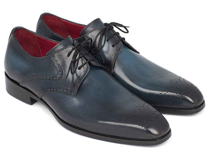 Paul Parkman Men's Navy & Blue Medallion Toe Derby Shoes