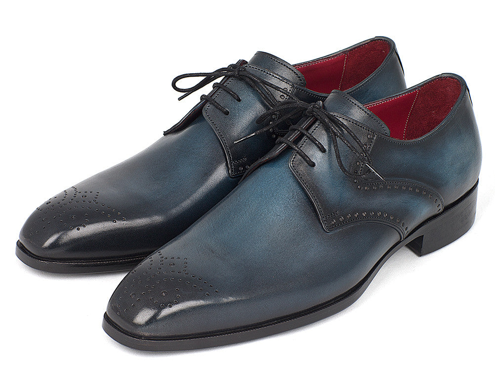 Paul Parkman Men's Navy & Blue Medallion Toe Derby Shoes