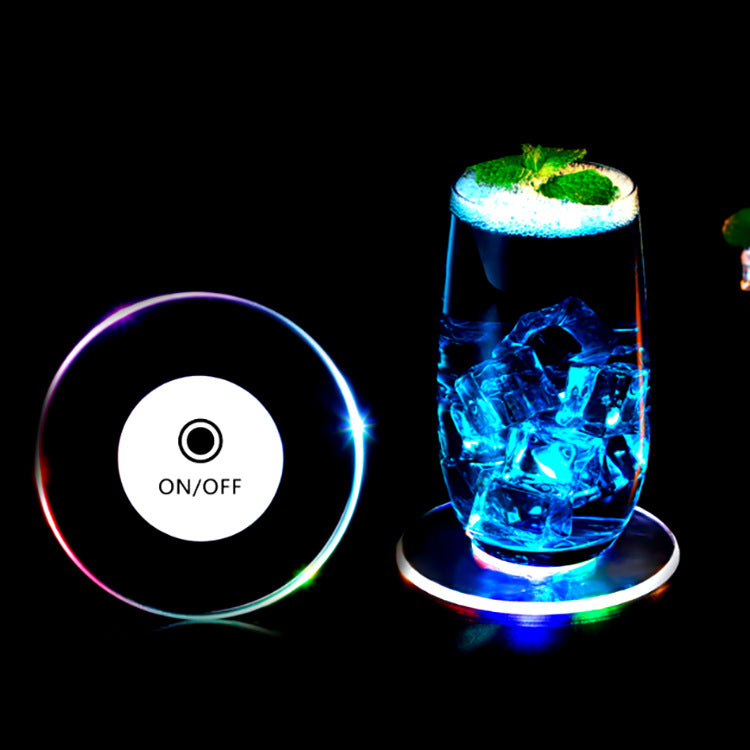 LED Glow Coaster Acrylic Crystal Emitting Luminous Bar Cocktail Mug Stand Light Coasters Flashing Base Tableware Decoration Pads