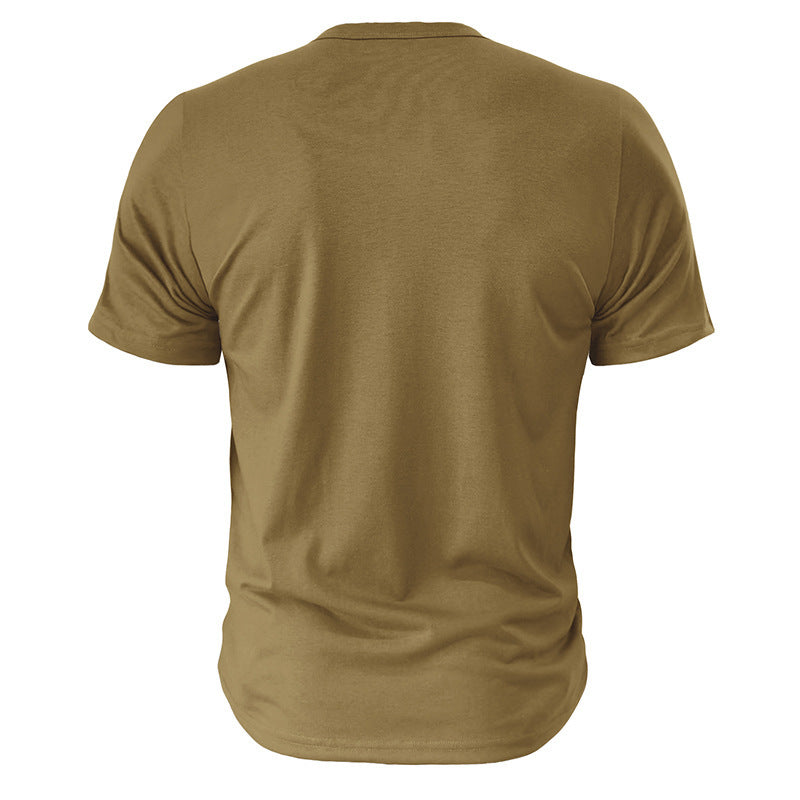Men's Fashion Casual Solid Color Bottoming Button T-shirt