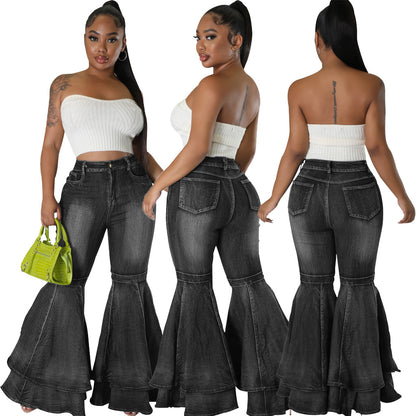 All-Match Wide Leg Denim Stretch Flared Pants