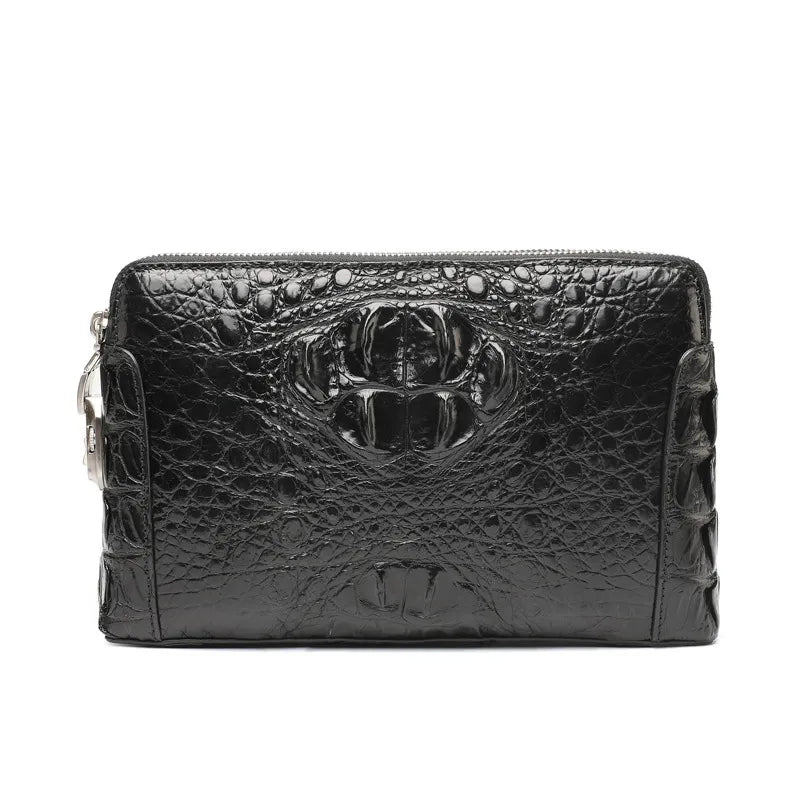 Luxurious Real Crocodile Genuine Leather Men's Bag | Black Anti-theft Combination Lock Clutch