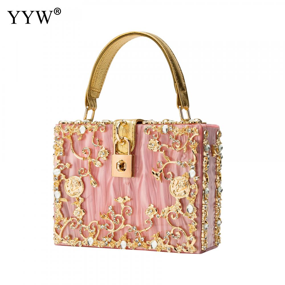 Acrylic Handbags Women 2022 Fashion Flower Shoulder Bags Evening Party