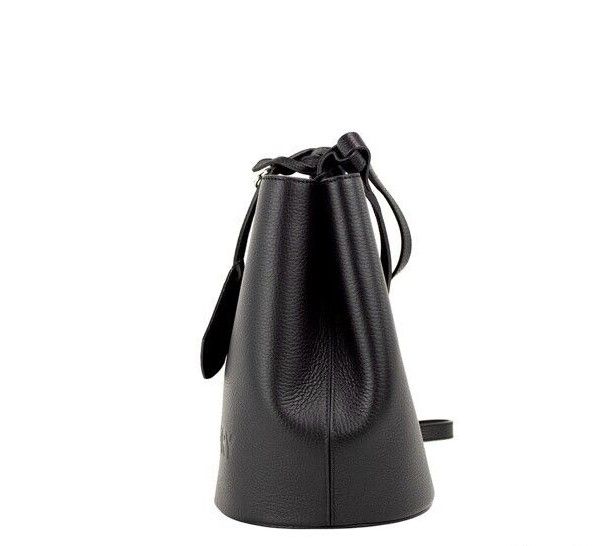 Burberry Lorne Small Black Pebbled Leather Bucket Crossbody Handbag