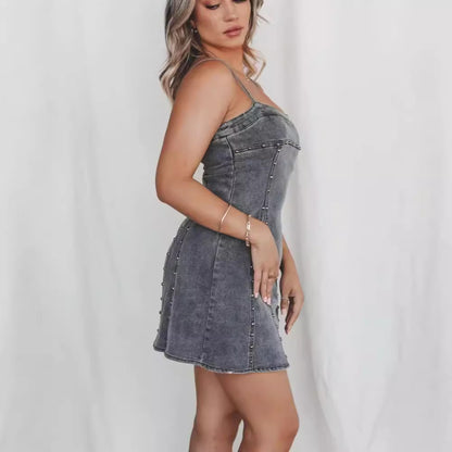Stretch Denim Sexy Bandeau Slim-fit Dress Women&