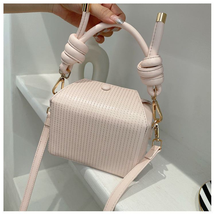 Square Box Bag Vertical Stripe Embroidery Thread