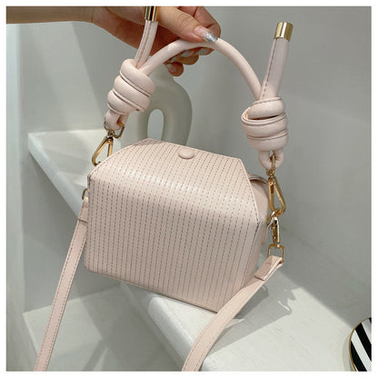 Square Box Bag Vertical Stripe Embroidery Thread