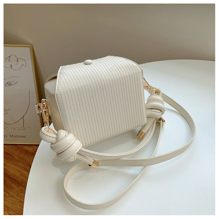 Square Box Bag Vertical Stripe Embroidery Thread