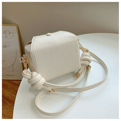 Square Box Bag Vertical Stripe Embroidery Thread