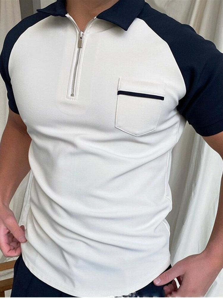 Polo Shirt Zipper Knit Jacquard Men&