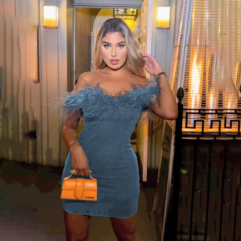 Denim Off-Shoulder Dress