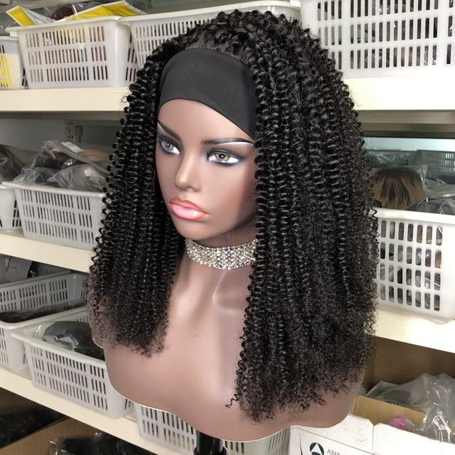BeuMax Headband Afro Kinky curly Scarf Human Hair Wigs