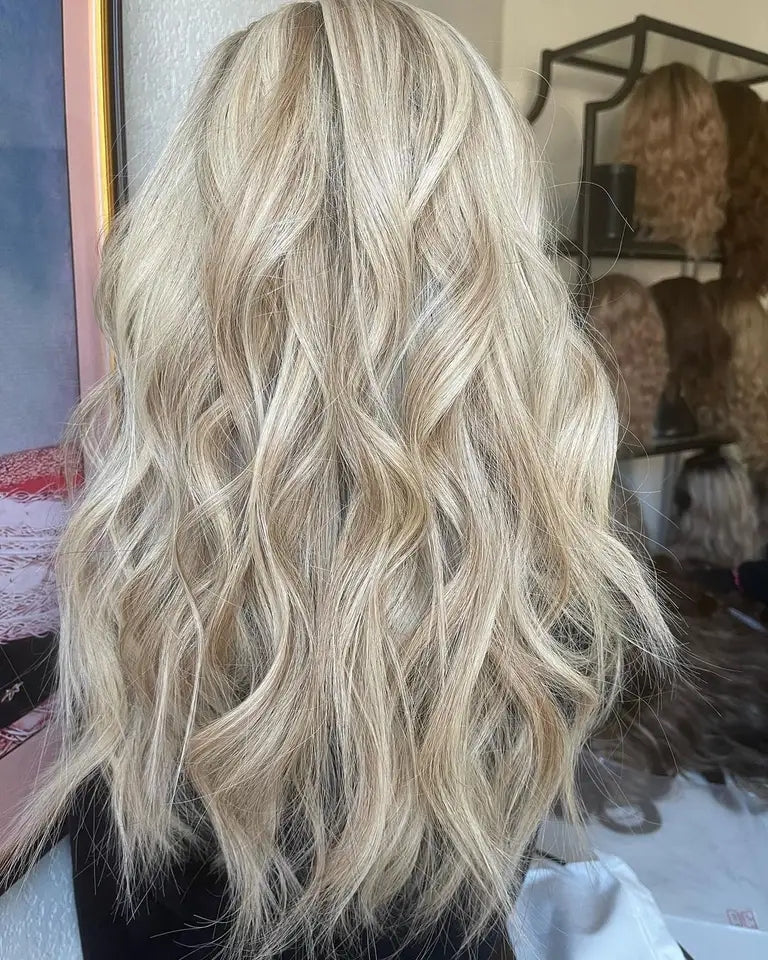 Ash Blonde Highlight Human Hair Wig 