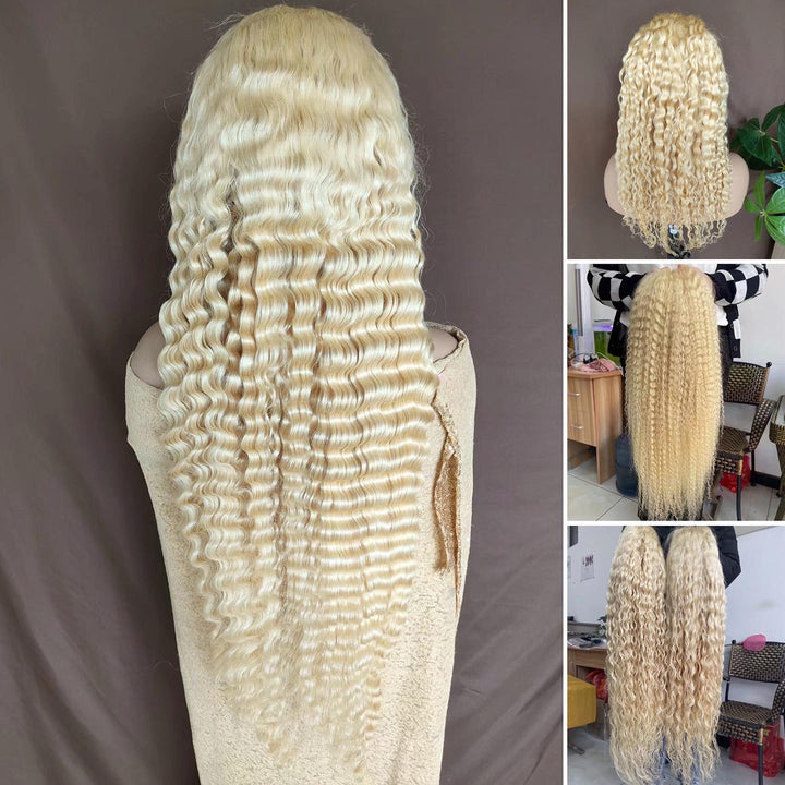 Indian temple hair wholesale human hair wigs blonde 613 closure wig