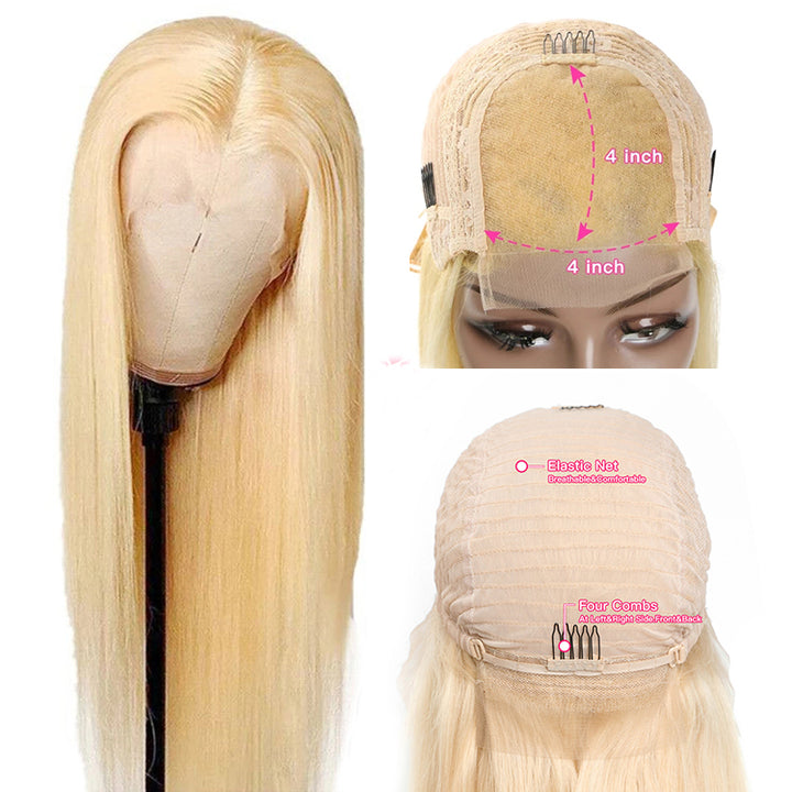 black women natural color blonde 13x4 transparent lace human hair wig