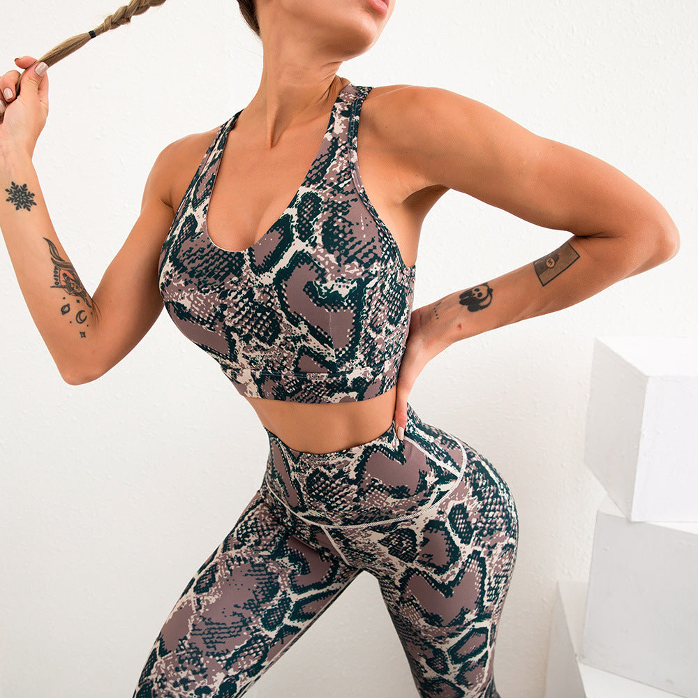 Snake Print Yoga Clothing High Waist Compression Workout Running Leggings